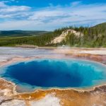 Hiking the West Thumb geyser basin along Yellowstone Lake