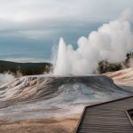 Viewing the eruptions of Beehive geyser in upper geyser basin