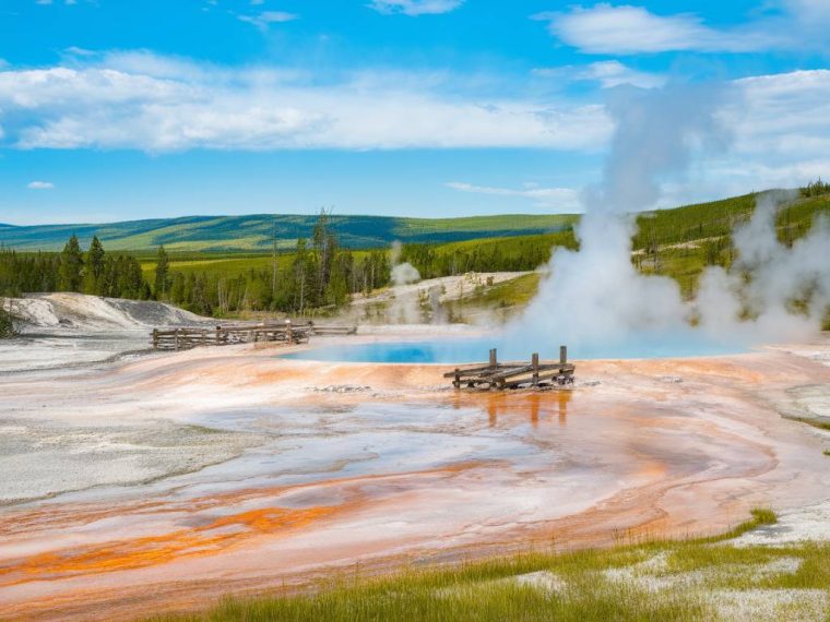 Exploring the West geyser basin along Firehole River